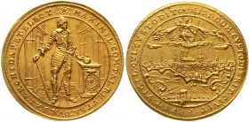 Altdeutsche Goldmünzen und -medaillen Bayern Herzog Maximilian I., 1598-1651
5 Dukaten 1640. Auf die neuen Befestigungsanlagen der Stadt München. Der...