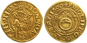 Altdeutsche Goldmünzen und -medaillen Hamburg-Stadt
Goldgulden 1600 mit Titel Rudolfs II. Münzmeister Claus Flegel. Die Jahreszahl steht am Ende der ...