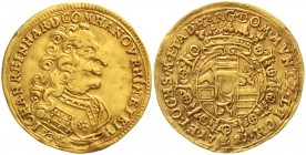 Altdeutsche Goldmünzen und -medaillen Hanau-Lichtenberg Johann Reinhard III., 1712-1736
Dukat 1731. Hanau Geharnischtes Brustbild n.r./gekröntes Wapp...