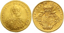 Altdeutsche Goldmünzen und -medaillen Hessen-Darmstadt Ludwig VIII., 1739-1768
Dukat o.J. (Stempel v. A. Schäfer, Mannheim) Büste n.r. /Wappen. 3.39 ...