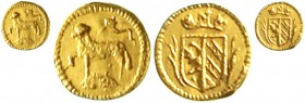 Altdeutsche Goldmünzen und -medaillen Nürnberg Stadt
1/32 Lammdukat o.J. (1700), Ohne Mmz. 0,10 g.
vorzüglich/Stempelglanz, winz. Prüfspur am Rand...