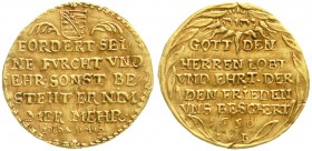 Altdeutsche Goldmünzen und -medaillen Sachsen-Neu-Gotha Ernst der Fromme, 1640-1675
Dukat 1650, Gotha. Auf den Westfälischen Frieden. Wappen über Sch...