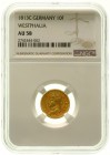 Altdeutsche Goldmünzen und -medaillen Westfalen-Königreich Hieronymus Napoleon, 1807-1813
10 Franken 1813 C. Mzm. Adlerkopf. Im NGC-Blister mit Gradi...