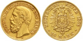 Reichsgoldmünzen Baden Friedrich I., 1856-1907
10 Mark 1876 G. sehr schön/vorzüglich