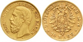 Reichsgoldmünzen Baden Friedrich I., 1856-1907
10 Mark 1876 G. sehr schön