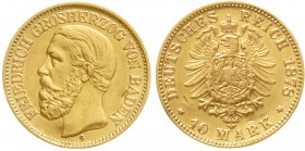 Reichsgoldmünzen Baden Friedrich I., 1856-1907
10 Mark 1878 G. gutes sehr schön