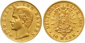 Reichsgoldmünzen Bayern Otto, 1886-1913
10 Mark 1888 D. gutes vorzüglich