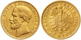 Reichsgoldmünzen Braunschweig Wilhelm, 1830-1884
20 Mark 1875 A. vorzüglich