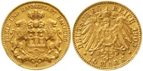 Reichsgoldmünzen Hamburg
10 Mark 1903 J. gutes sehr schön