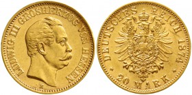 Reichsgoldmünzen Hessen Ludwig III., 1848-1877
20 Mark 1874 H. gutes vorzüglich