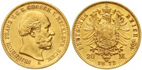 Reichsgoldmünzen Mecklenburg/-Schwerin Friedrich Franz II., 1842-1883
20 Mark 1872 A. sehr schön/vorzüglich