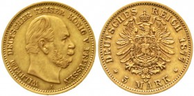 Reichsgoldmünzen Preußen Wilhelm I., 1861-1888
5 Mark 1877 A. sehr schön/vorzüglich