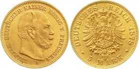 Reichsgoldmünzen Preußen Wilhelm I., 1861-1888
5 Mark 1878 A. vorzüglich/Stempelglanz