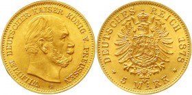 Reichsgoldmünzen Preußen Wilhelm I., 1861-1888
5 Mark 1878 A. vorzüglich/Stempelglanz