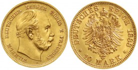 Reichsgoldmünzen Preußen Wilhelm I., 1861-1888
10 Mark 1888 A. 3 Kaiserjahr.
fast Stempelglanz