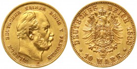Reichsgoldmünzen Preußen Wilhelm I., 1861-1888
10 Mark 1888 A. 3 Kaiserjahr.
vorzüglich