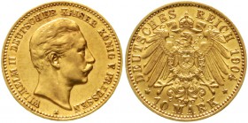 Reichsgoldmünzen Preußen Wilhelm II., 1888-1918
10 Mark 1904 A. gutes vorzüglich