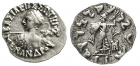 Altgriechische Münzen Baktria Königreich Menander, 160/145 v.Chr
Drachme 160/145 v. Chr. Unbekleidetes Brb. mit Speer von hinten gesehen n.l. gewandt...