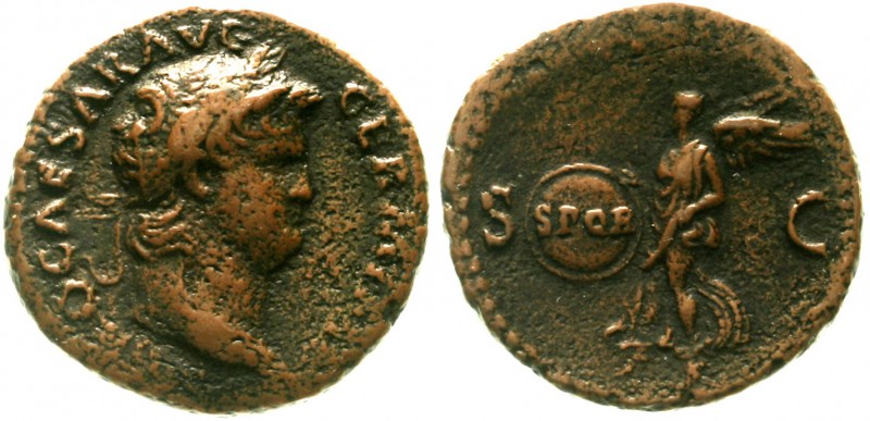 Römische Münzen Kaiserzeit Nero 54-68
As nach 64 Rom. Bel. Kopf r./SC. Victoria...