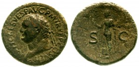 Römische Münzen Kaiserzeit Titus, 79-81
Sesterz 80. Bel. Kopf l./SC. Spes steht l.
schön/sehr schön