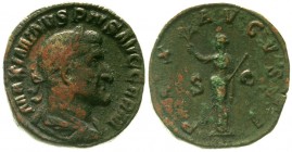 Römische Münzen Kaiserzeit Maximinus I. Thrax, 235-238
Sesterz 236/237. Bel., drap. Brb. r./PAX AVGVSTI SC. Pax steht l.
sehr schön
