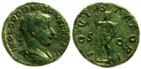 Römische Münzen Kaiserzeit Gordianus III. Pius, 238-244
As 238/244. Drap., belorb. Brb. r./IOVI STATORI SC. Stehender Jupiter mit Lanze.
gutes sehr ...