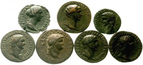 Lots antiker Münzen Römer Kaiserzeit
7 Bronzemünzen: Claudius (As, Beischlag), Nero (As), Domitian (As, Dupondius), Trajan (As, Dupondius), Faustina ...