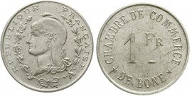 Ausländische Münzen und Medaillen Algerien Bone, Chamber of Commerce
Franc o.J. (1915). Cu/Ni.
vorzüglich/Stempelglanz, selten