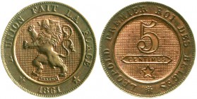 Ausländische Münzen und Medaillen Belgien Leopold I., 1830-1865
Probe-5 Centimes 1861 in Kupfer. französisch. 2,95 g.
fast Stempelglanz, schöne Kupf...