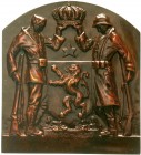 Ausländische Münzen und Medaillen Belgien Albert I., 1909-1934
Eins. Bronzeplakette 1930 v. Robert v.d. Velde zur 100-Jf. der Unabhängigkeit. Wappen ...
