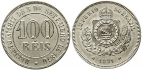 Ausländische Münzen und Medaillen Brasilien Pedro II., 1831-1889
100 Reis 1871. vorzüglich/Stempelglanz