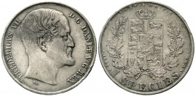 Ausländische Münzen und Medaillen Dänemark Frederik VII., 1848-1863
Speciesdaler 1849 VS. sehr schön, kl. Randfehler, schöne Patina