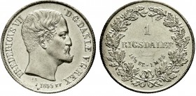 Ausländische Münzen und Medaillen Dänemark Frederik VII., 1848-1863
Rigsdaler 1855 FF Altona. vorzüglich, winz. Randfehler