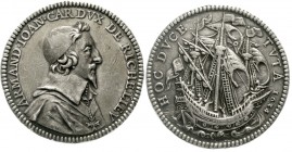 Ausländische Münzen und Medaillen Frankreich Ludwig XIII., 1610-1643
Silbermedaille 1634, von Jean Warin. Kardinal Richelieu/Segelschiff. 32 mm; 15,4...