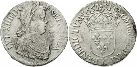 Ausländische Münzen und Medaillen Frankreich Ludwig XIV., 1643-1715
Ecu a la meche longue 1651 K, Bordeaux.
schön/sehr schön, justiert, korrodiert...