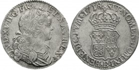 Ausländische Münzen und Medaillen Frankreich Ludwig XV., 1715-1774
Ecu de France-Navarre 1718 B. Rouen. 24,36 g.
sehr schön/vorzüglich, Justierspure...