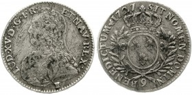 Ausländische Münzen und Medaillen Frankreich Ludwig XV., 1715-1774
1/2 Ecu 1727/9, Rennes. 14,47 g.
schön, Schrötlingsfehler, selten