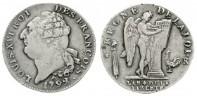 Ausländische Münzen und Medaillen Frankreich Ludwig XVI., 1774-1793
Ecu des six livres 1792 (im Stempel geändert aus 1791 !), R, Orleans. Kurioserwei...