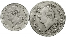 Ausländische Münzen und Medaillen Frankreich Ludwig XVI., 1774-1793
2 Stück: 30 Sols 1792 I, Limoges und 15 Soles 1792 W, Lille. gutes sehr schön, ju...