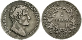 Ausländische Münzen und Medaillen Frankreich Konsulat unter Napoleon Bonaparte, 1799-1804
Franc Premier Consul AN 12 (1803-04) Paris. sehr schön, sch...