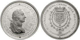 Ausländische Münzen und Medaillen Polen Stanislaus Leczynski, 1738-1766
Zinnmedaille mit Kupferstift o.J. Preis für Geschichte. Brb. Joseph Alexander...