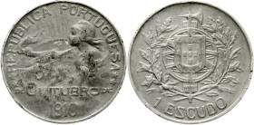 Ausländische Münzen und Medaillen Portugal Erste Republik, 1910-1926
Escudo 1910. Geburt der Republik. sehr schön, Randfehler