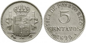 Ausländische Münzen und Medaillen Puerto Rico spanisch, bis 1898
5 Centavos 1896. vorzüglich, gereinigt