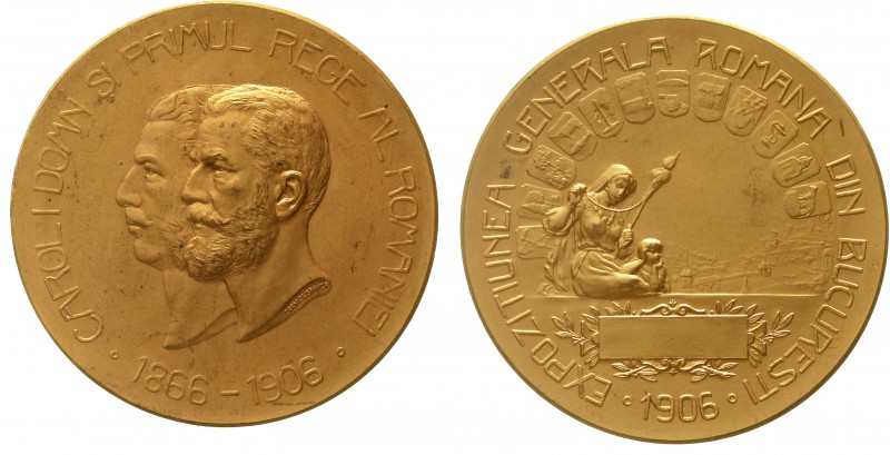 Ausländische Münzen und Medaillen Rumänien Carl I., 1866-1914
Vergold. Bronze-P...