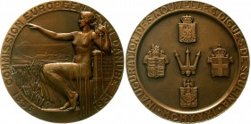 Ausländische Münzen und Medaillen Rumänien Carl II., 1930-1940
Bronze-Preismedaille 1931 von L. Bazor a.d. Einweihung der neuen Donau-Deiche bei Suli...