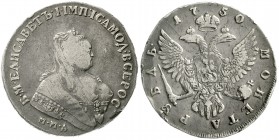 Ausländische Münzen und Medaillen Russland Elisabeth I., 1741-1761
Rubel 1750, Moskau. Roter Münzhof.
fast sehr schön, kl Schrötlingsfehler
