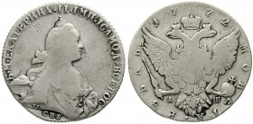 Ausländische Münzen und Medaillen Russland Katharina II., 1762-1796
Rubel 1772, St. Petersburg. Mmz. TI.
schön/sehr schön, Kratzer