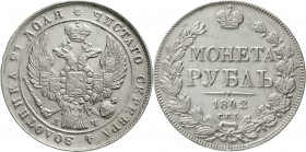 Ausländische Münzen und Medaillen Russland Nikolaus I., 1825-1855
Rubel 1842 St. Petersburg. sehr schön/vorzüglich