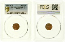 Ausländische Münzen und Medaillen Russland Nikolaus I., 1825-1855
Polushka 1851 BM, Warschau. PCGS Grading MS65RB (finest known, TOP POP)