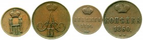 Ausländische Münzen und Medaillen Russland Lots
2 Kupfermünzen: Deneschka (1/2 Kopeke) 1854 WM, Kopeke 1860 WM. Warschau.
schön/sehr schön